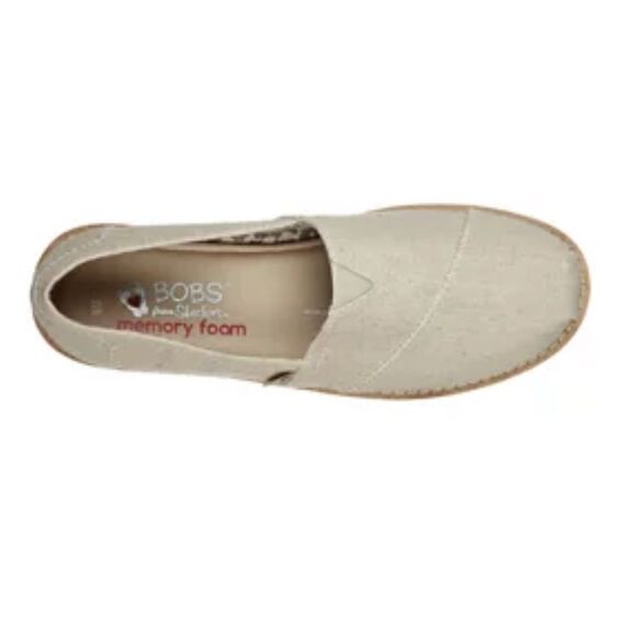 BOBS 8.5 by Sketchers Memory Foam Linen Canvas Slip On Flats Shoes - Picture 2 of 13